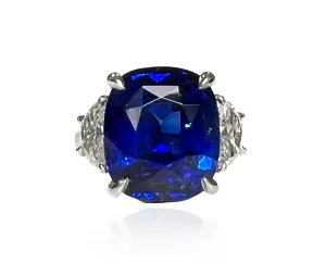 11.79 CTS Sapphire Cushion Ring