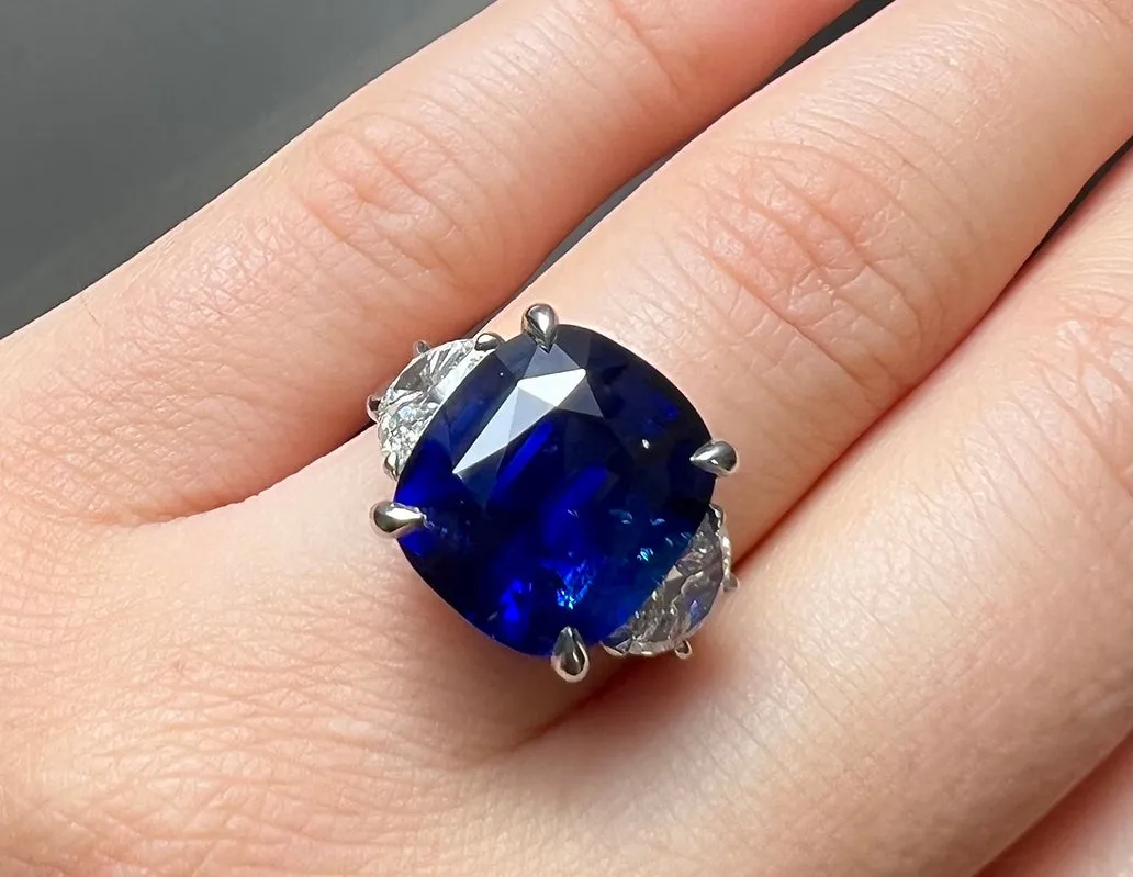 11.79 CTS Sapphire Cushion Ring