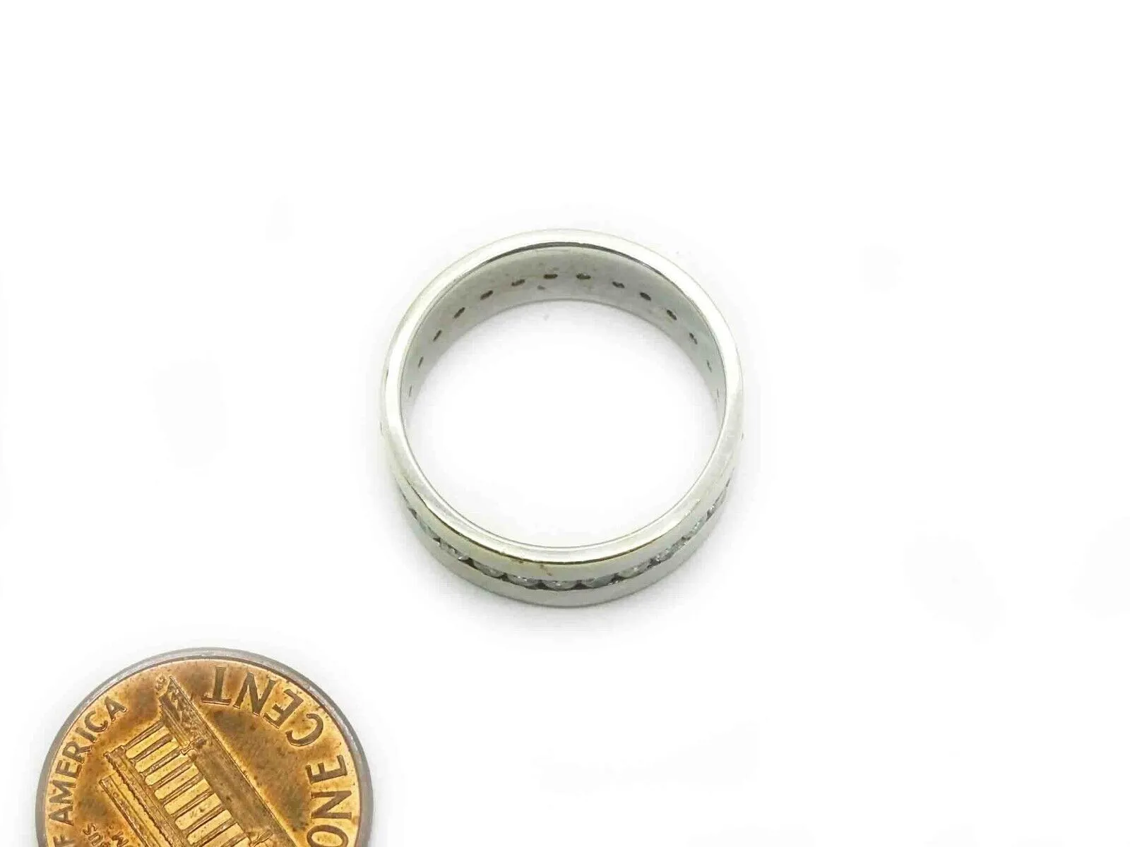 1.20ct tw Natural Diamond 7mm Eternity Band Ring 14k White Gold Size 7.75
