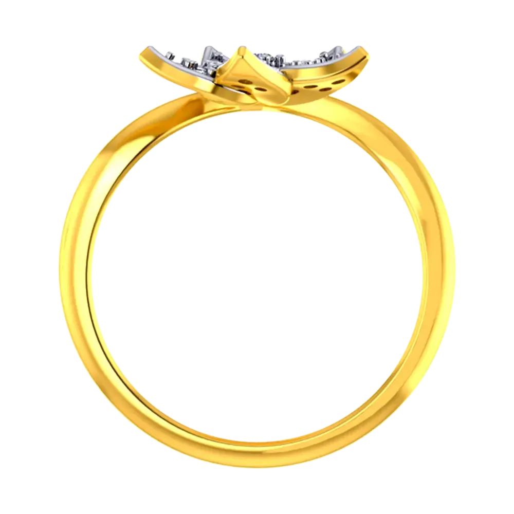 14k Gold Ring With A Heart And A Five-petal Flower Design