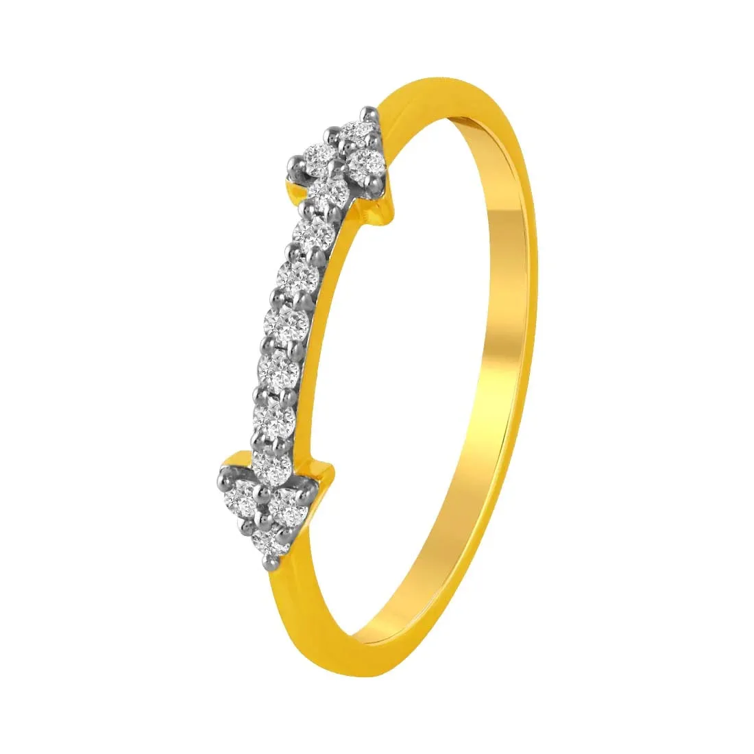 14K Gold Ring With Diamond-studded Double-edged Arrow Design