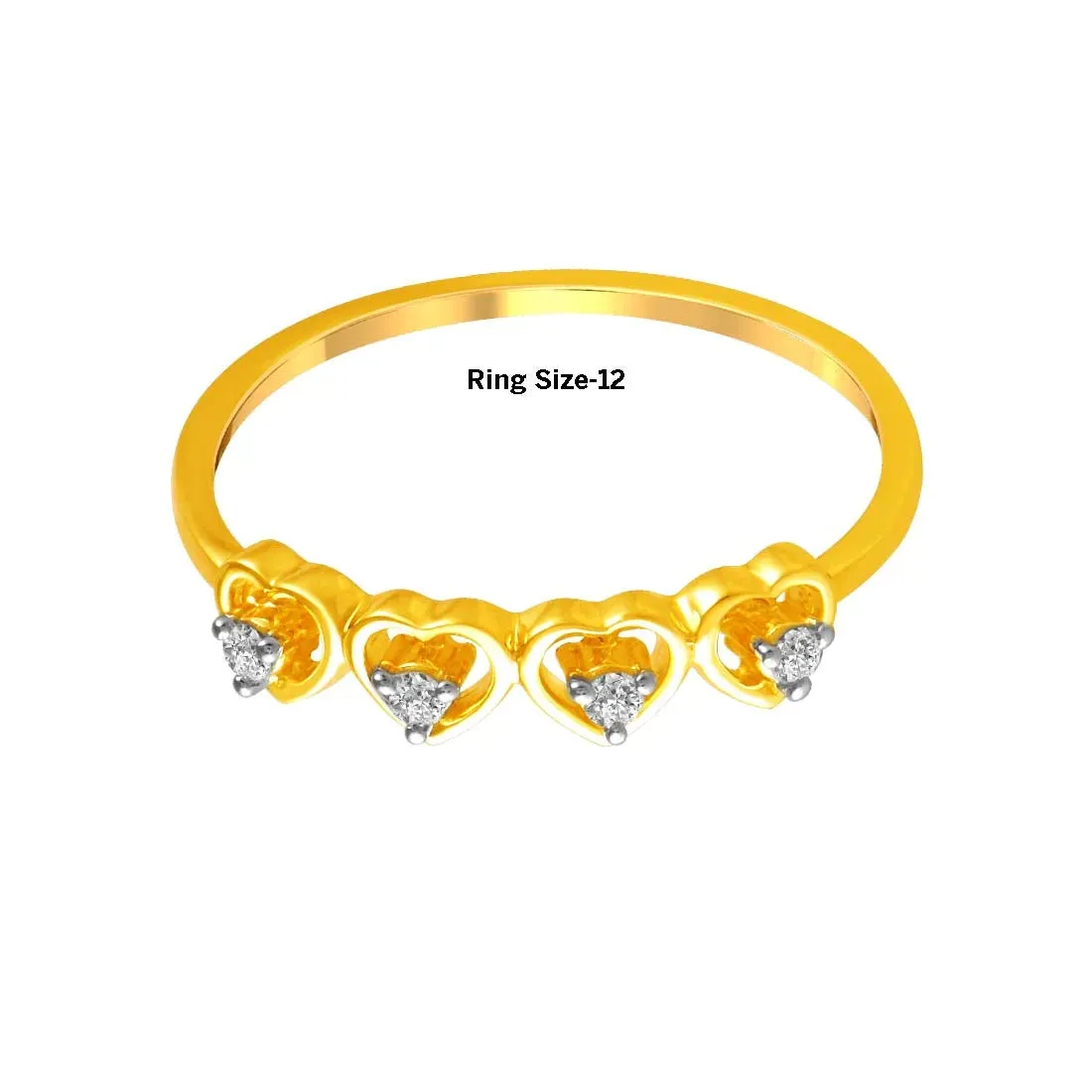 14K Gold Ring With Heart Shaped Designs And Diamond Accents