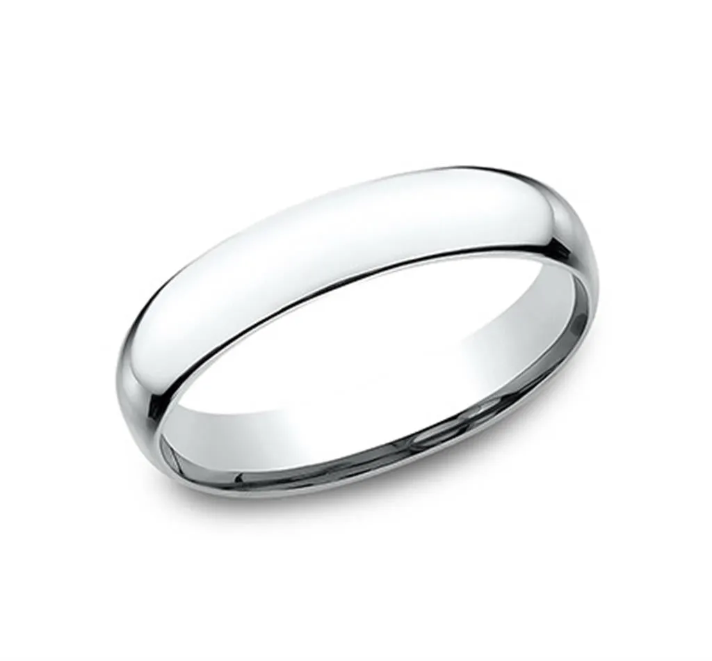 14K White Gold 4mm Super Light Comfort Fit Wedding Band