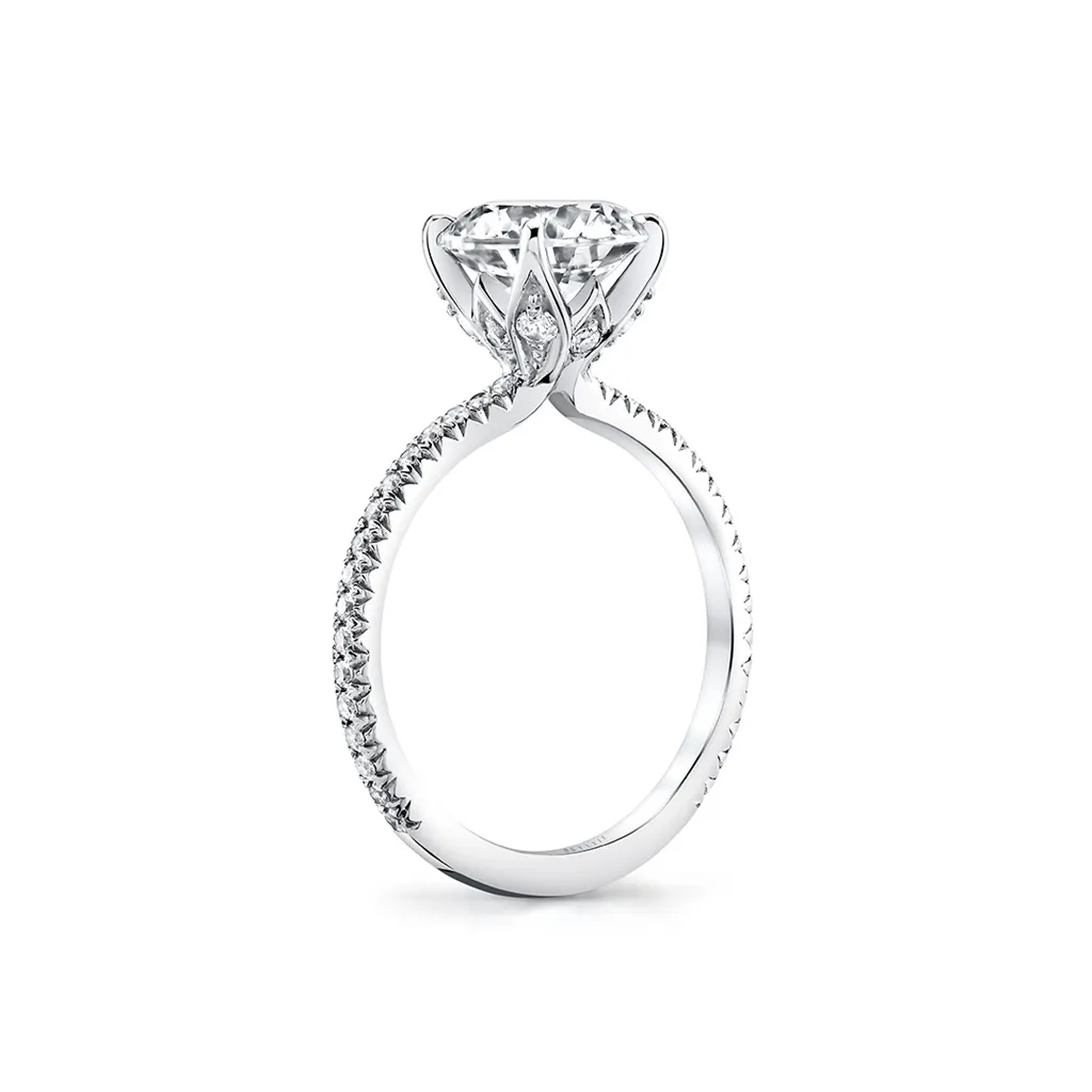 14K White Gold 'Jasmine' Hidden Halo Round Natural Diamonds Natural Diamonds Engagement Ring