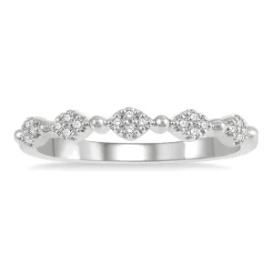14K White Gold Marquise And Ball Link Stackable Fashion Ring