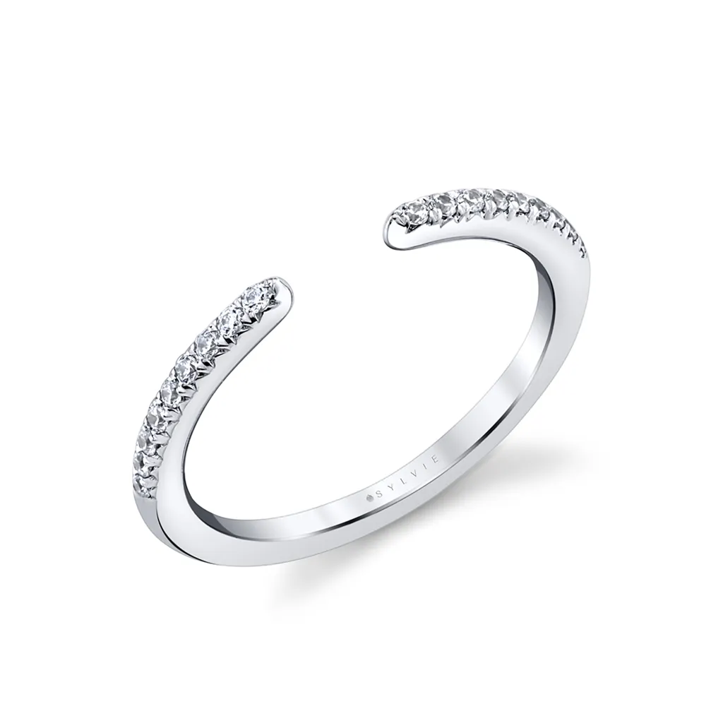 14K White Gold Open Diamond Band