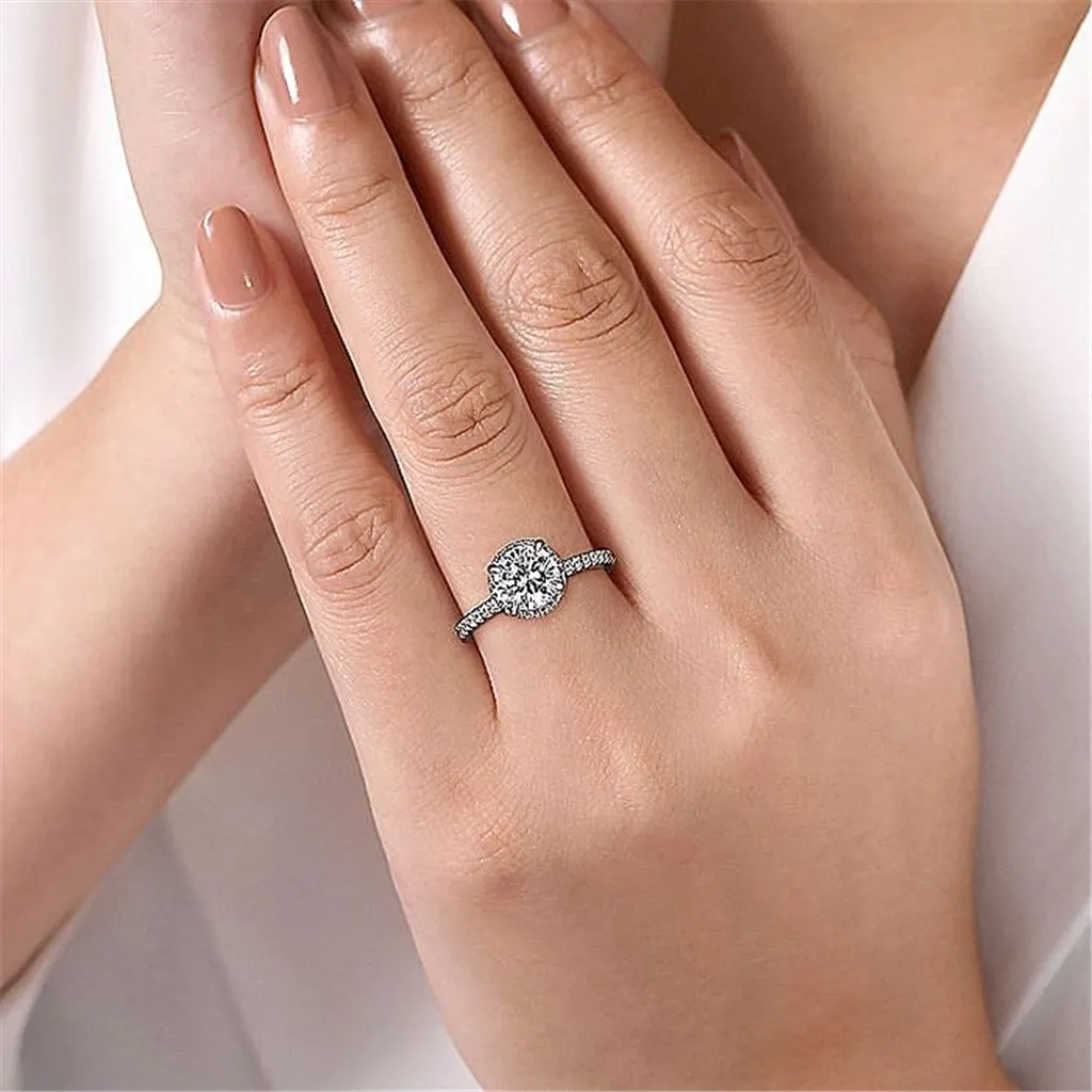 14K White Gold 'Senne' Hidden Halo Round Diamond Engagement Ring
