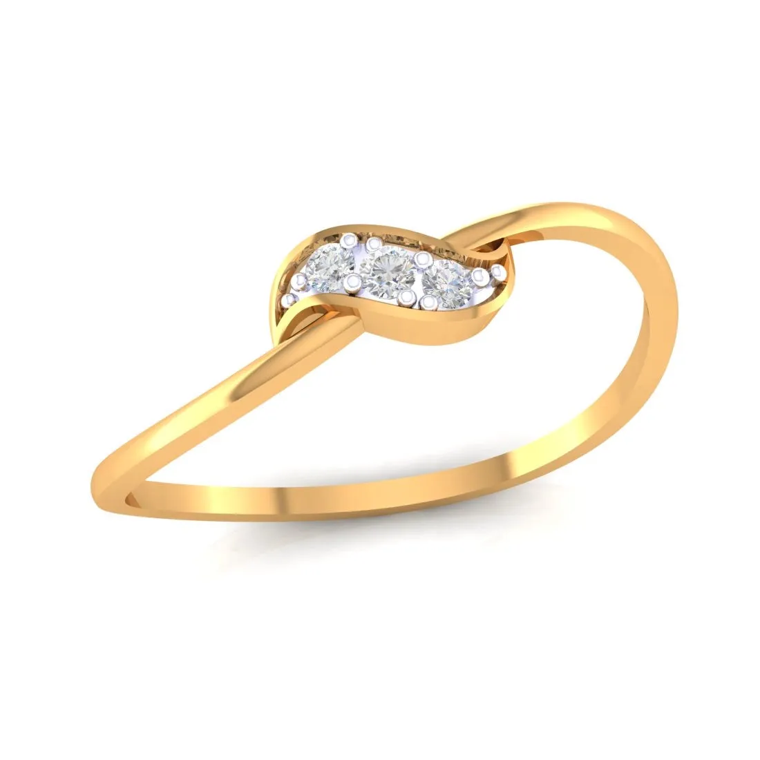 14K Yellow Gold Graceful Diamond Ring for Women - Elegant & Charming