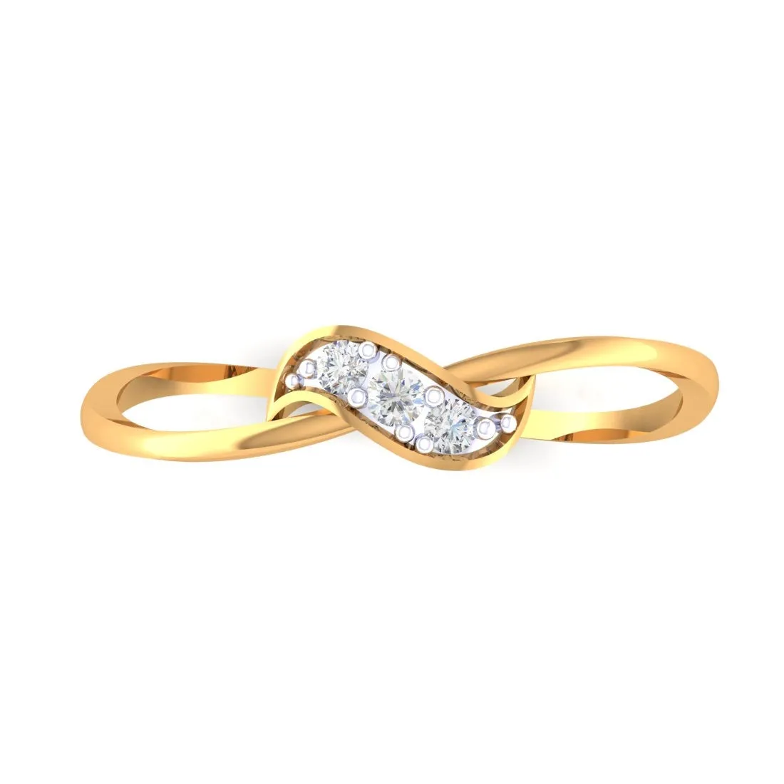 14K Yellow Gold Graceful Diamond Ring for Women - Elegant & Charming