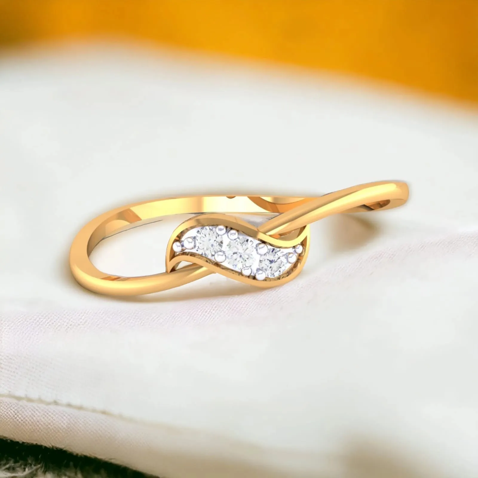 14K Yellow Gold Graceful Diamond Ring for Women - Elegant & Charming
