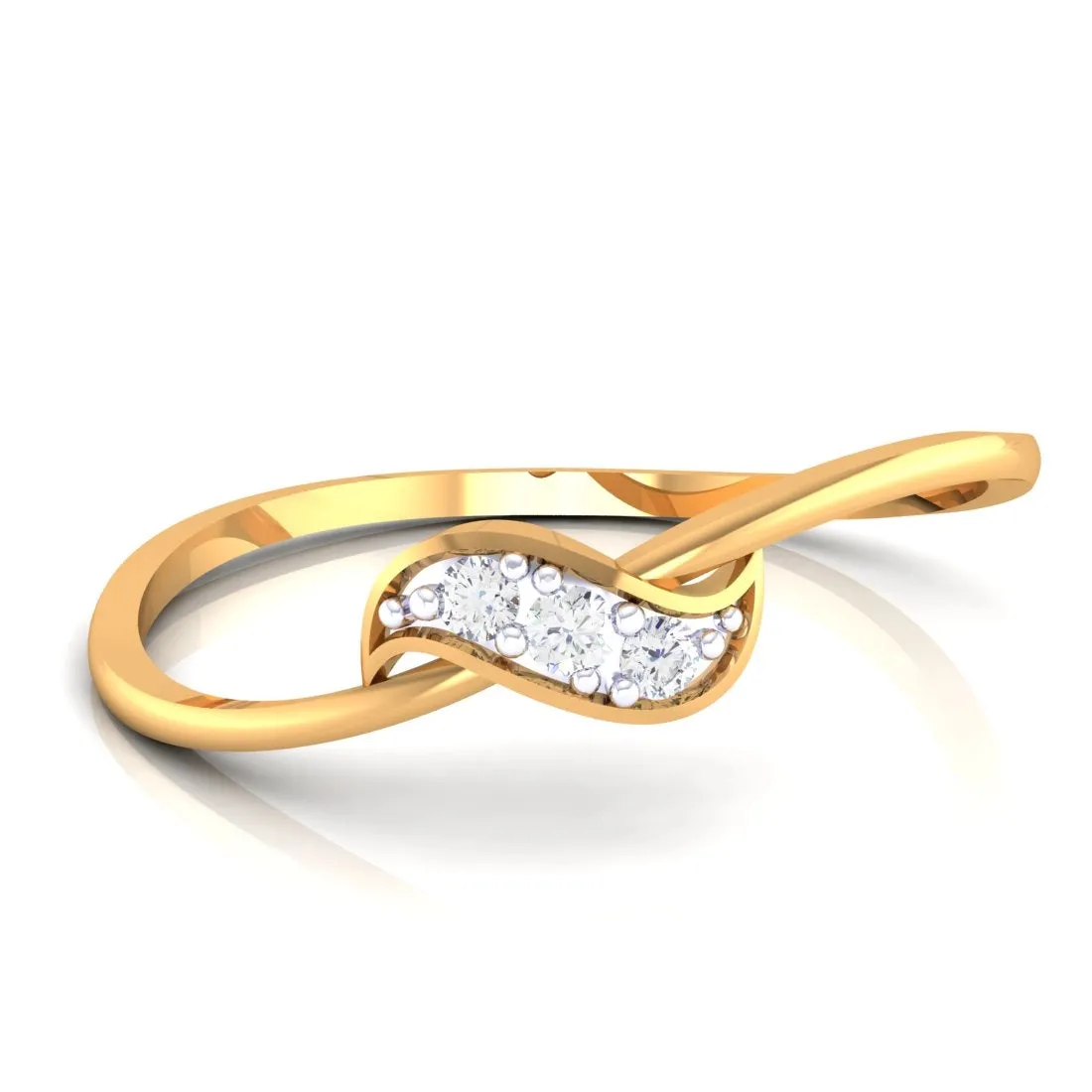 14K Yellow Gold Graceful Diamond Ring for Women - Elegant & Charming