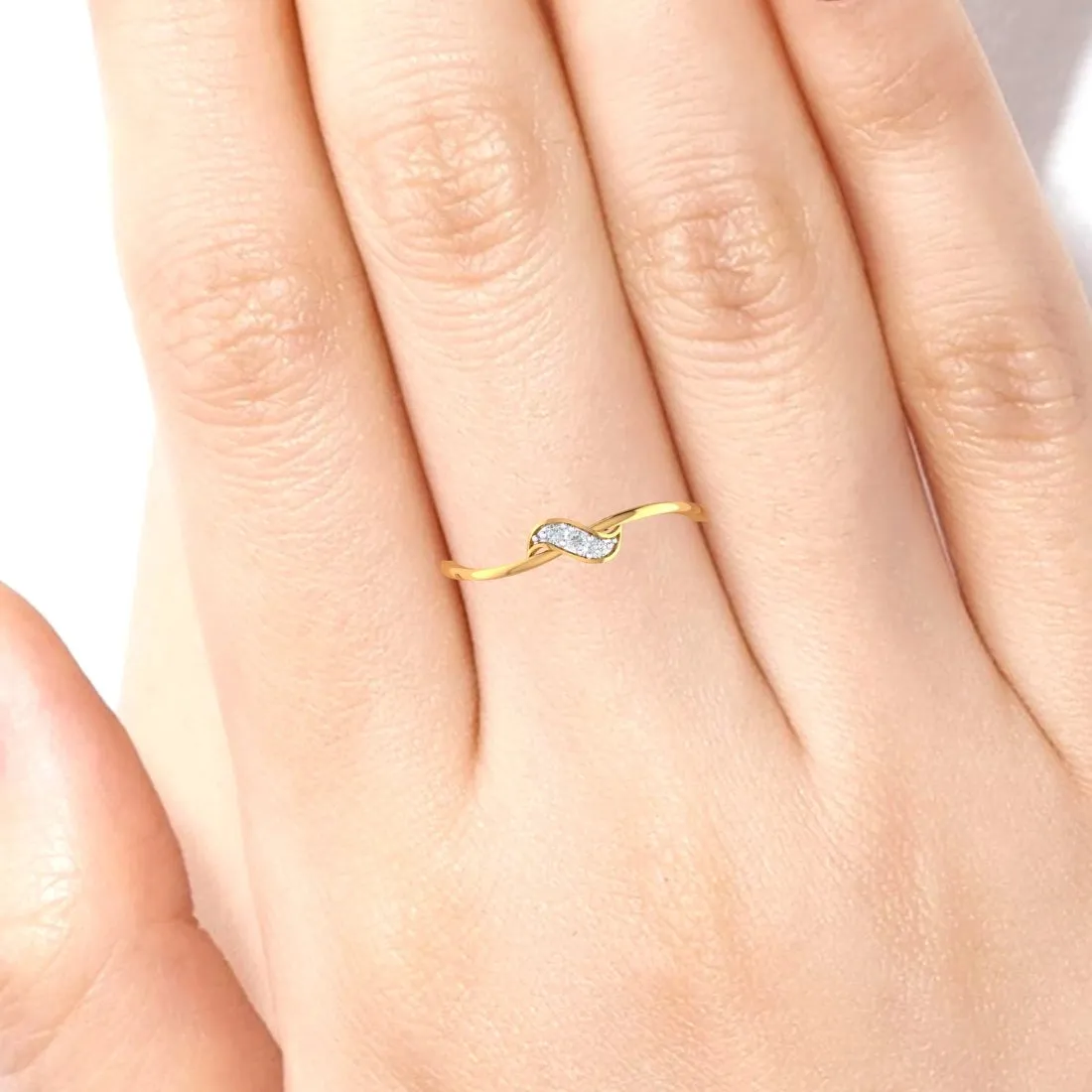 14K Yellow Gold Graceful Diamond Ring for Women - Elegant & Charming