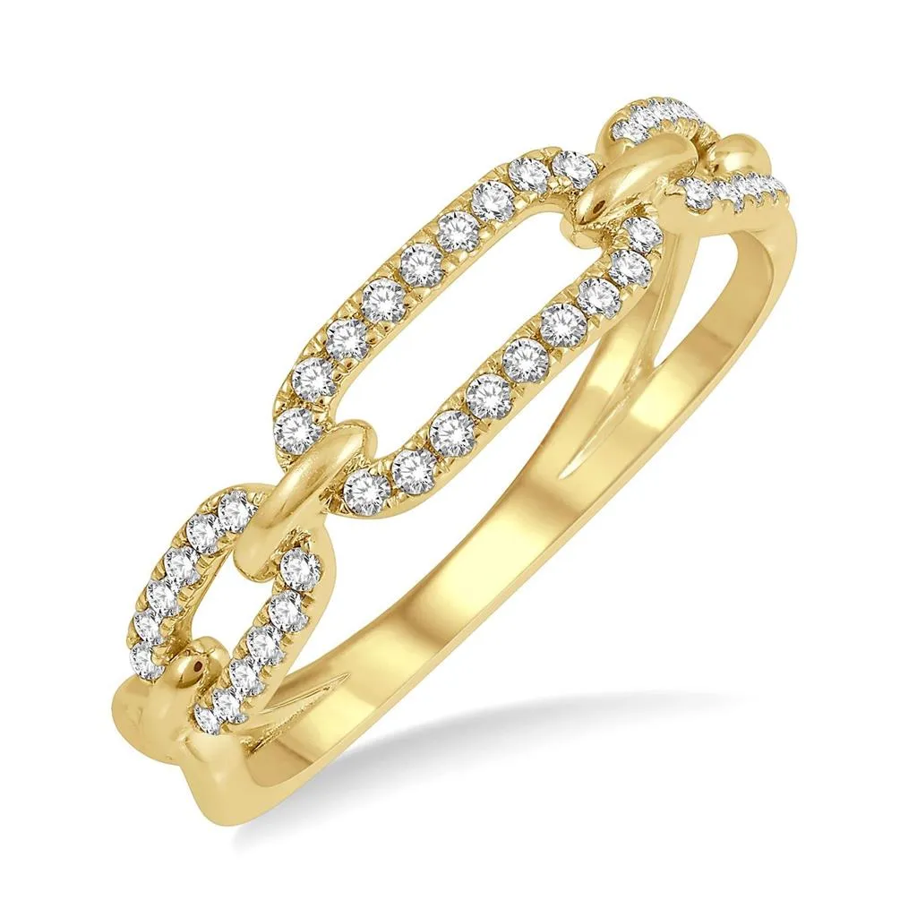 14K Yellow Gold Paperclip Stackable Diamond Ring