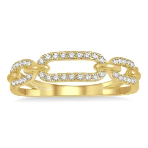 14K Yellow Gold Paperclip Stackable Diamond Ring
