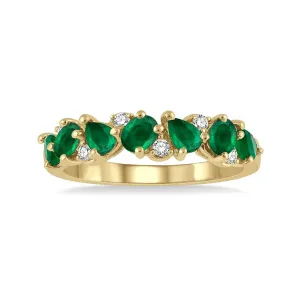 14K Yellow Gold Pear And Diamond Wedding Band