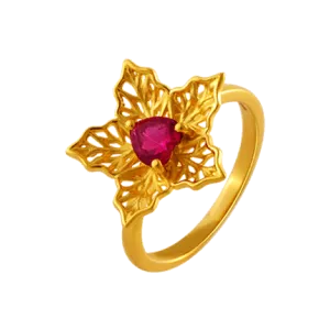 14KT (585) Yellow Gold And American Diamond Ring For Women