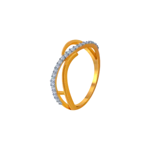 14KT (585) Yellow Gold And American Diamond Ring For Women