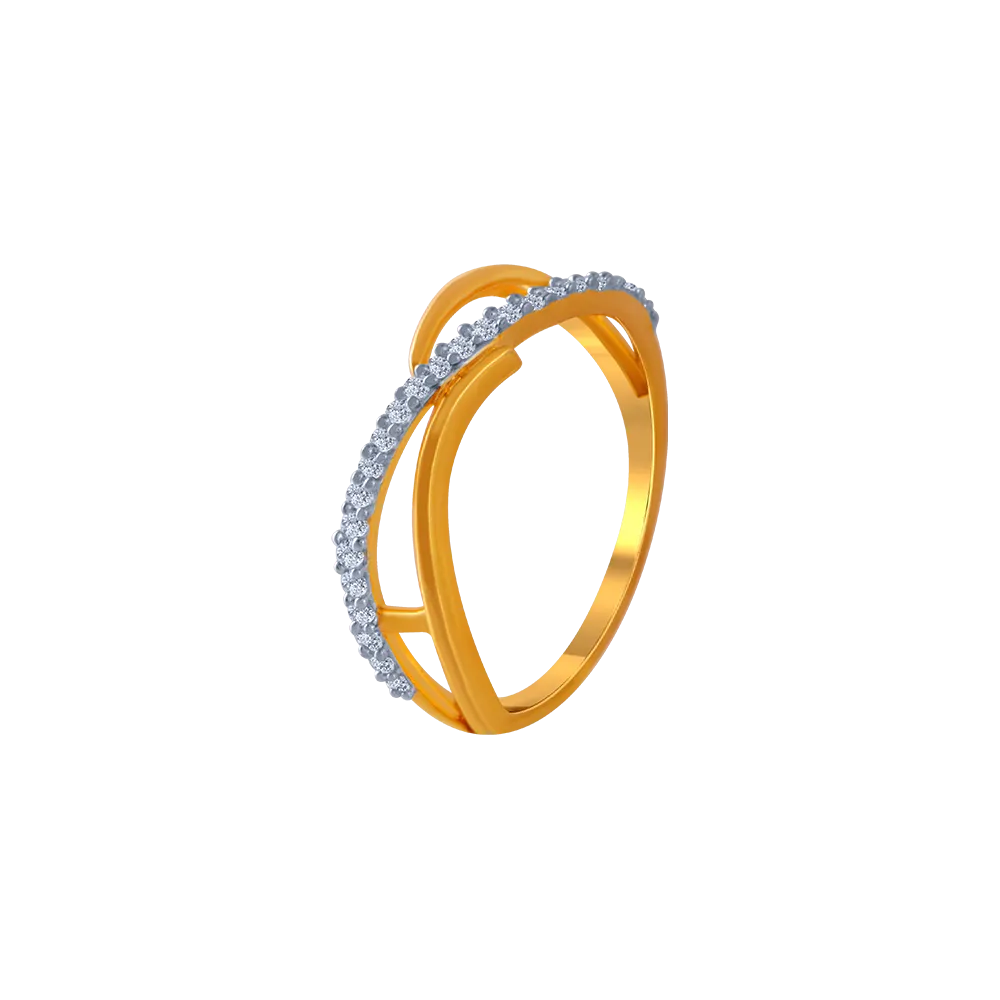 14KT (585) Yellow Gold And American Diamond Ring For Women