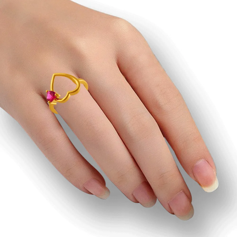 14KT (585) Yellow Gold And American Diamond Ring For Women