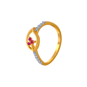 14KT (585) Yellow Gold And American Diamond Ring For Women