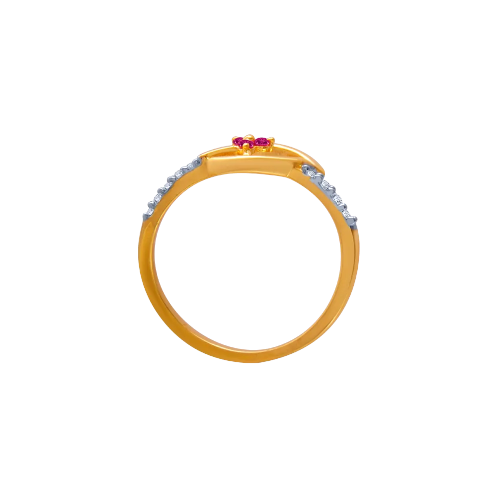 14KT (585) Yellow Gold And American Diamond Ring For Women