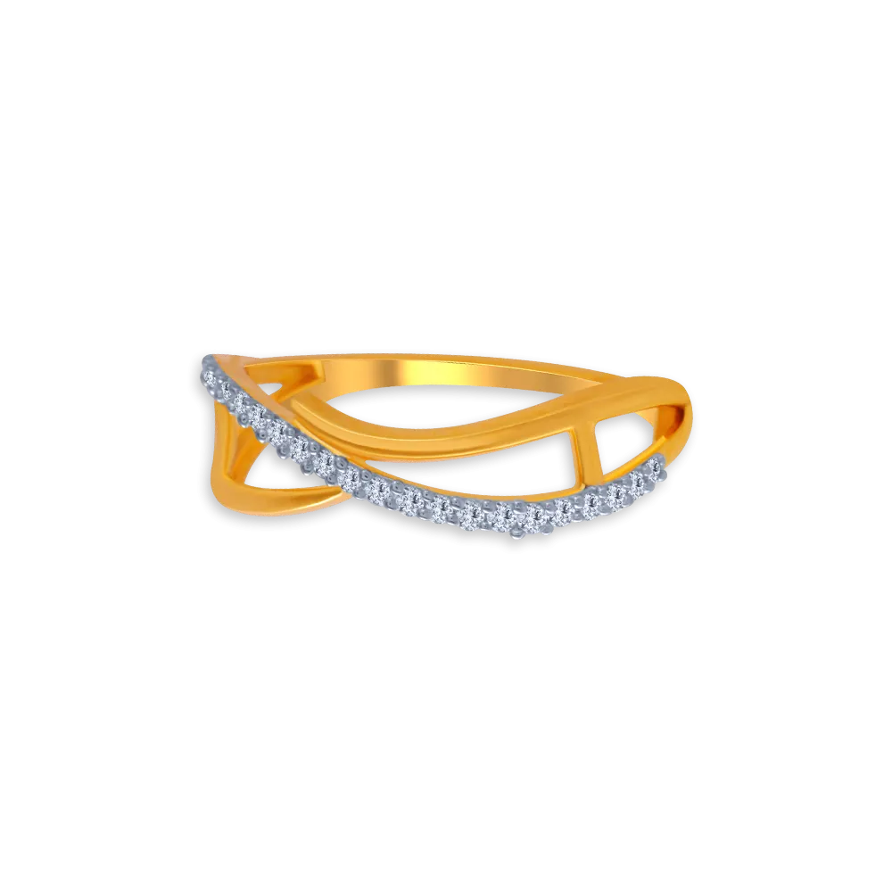 14KT (585) Yellow Gold And American Diamond Ring For Women