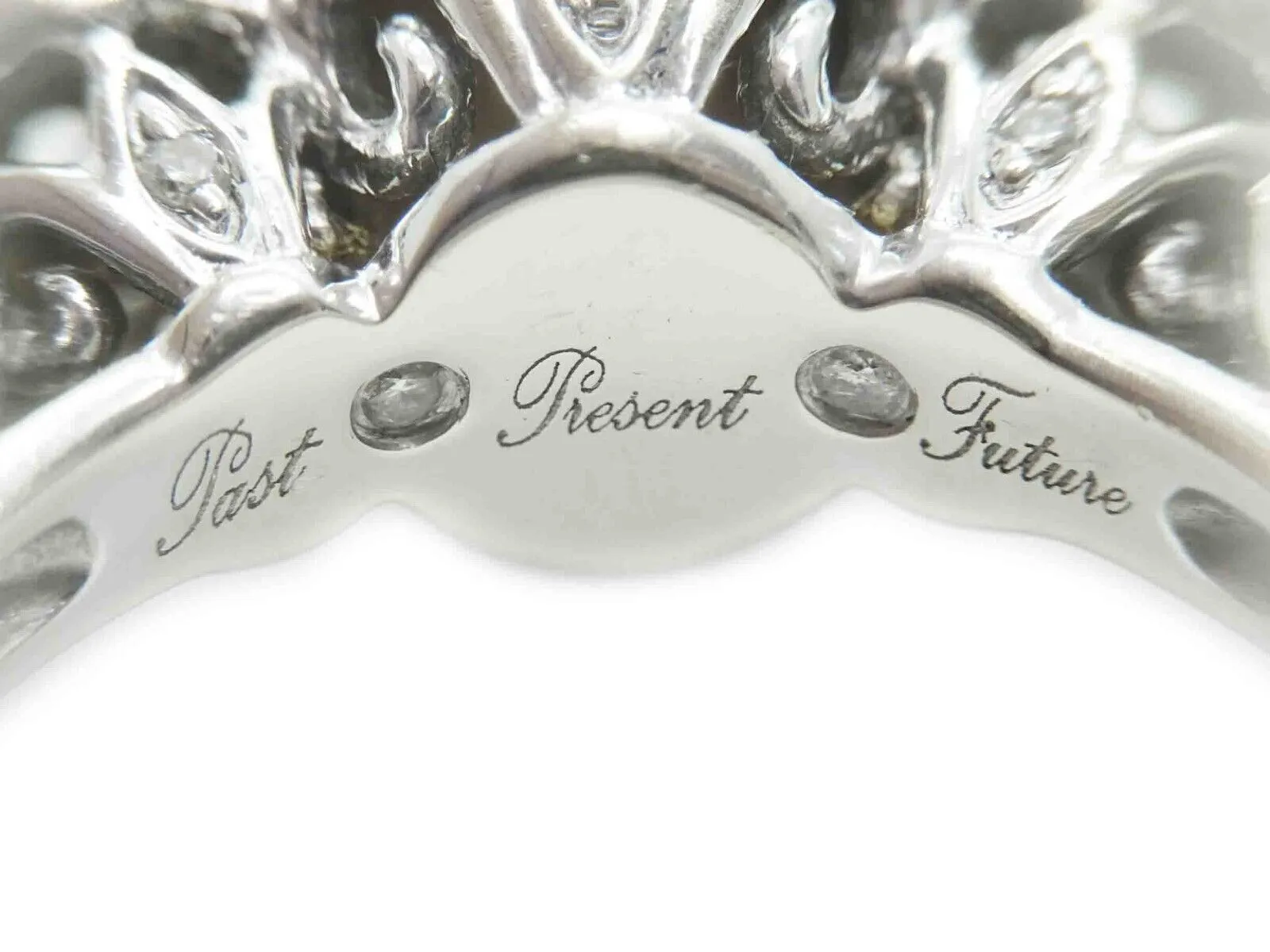 1.50ct tw Natural Diamond Engagement Ring 14k White Gold Past-Present-Future sz5
