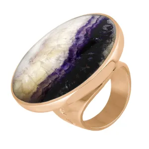 18ct Rose Gold Blue John Hallmark Large Round Ring