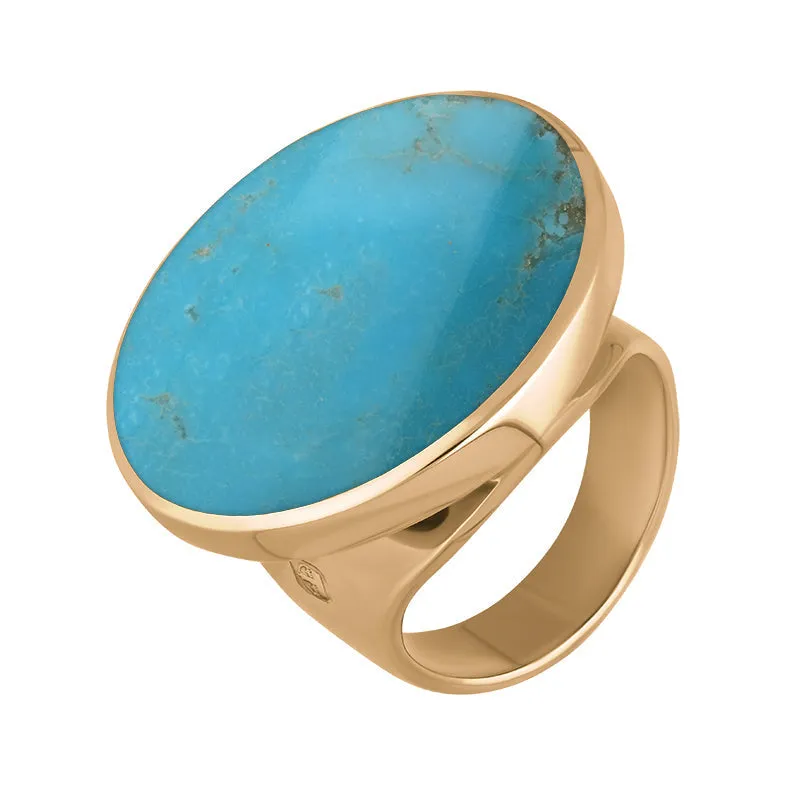 18ct Rose Gold Turquoise Hallmark Medium Round Ring
