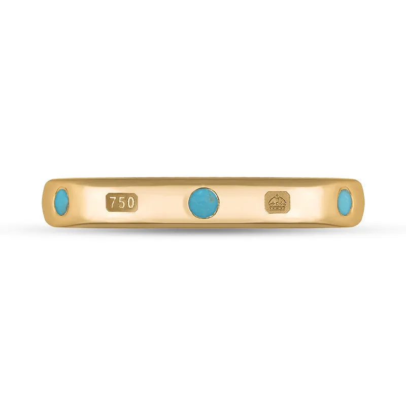 18ct Rose Gold Turquoise Queen's Jubilee Hallmark 6mm Ring D