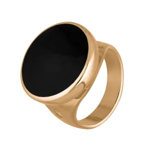18ct Rose Gold Whitby Jet Hallmark Small Round Ring