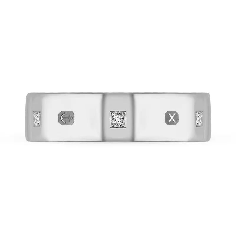 18ct White Gold 0.36ct Diamond Queen's Jubilee Hallmark Princess Cut 6mm Ring D