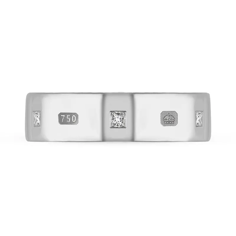 18ct White Gold 0.36ct Diamond Queen's Jubilee Hallmark Princess Cut 6mm Ring D