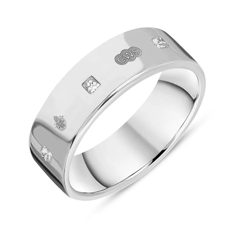 18ct White Gold 0.36ct Diamond Queen's Jubilee Hallmark Princess Cut 6mm Ring D
