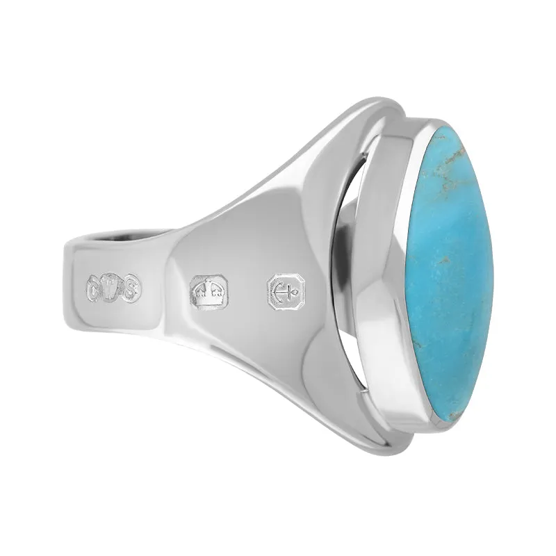 18ct White Gold Turquoise Hallmark Small Oval Ring