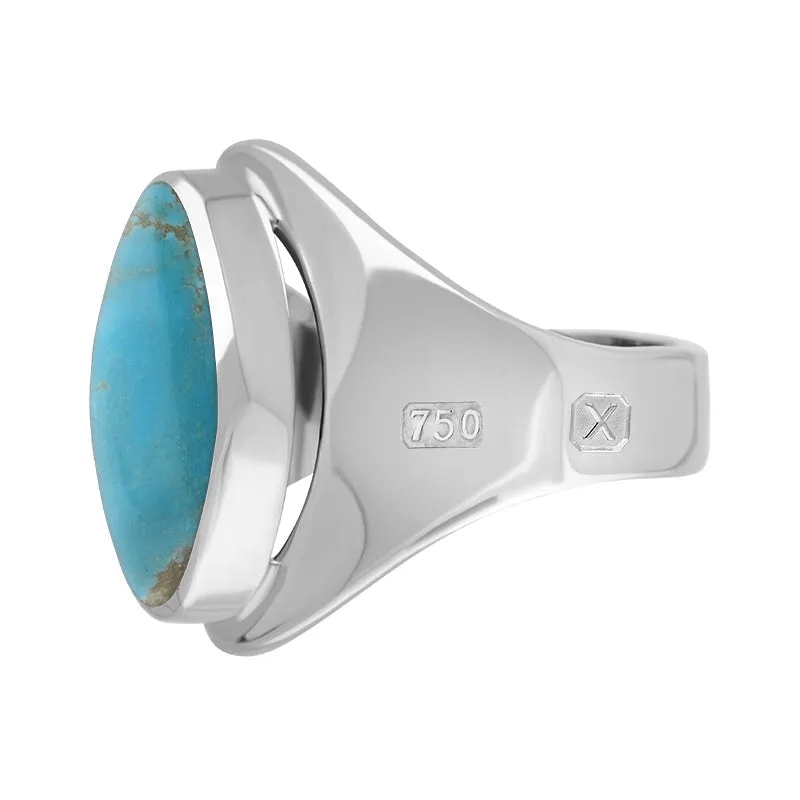 18ct White Gold Turquoise Hallmark Small Oval Ring