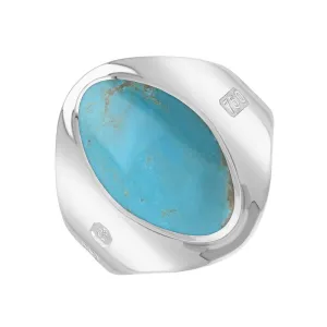 18ct White Gold Turquoise Hallmark Small Oval Ring