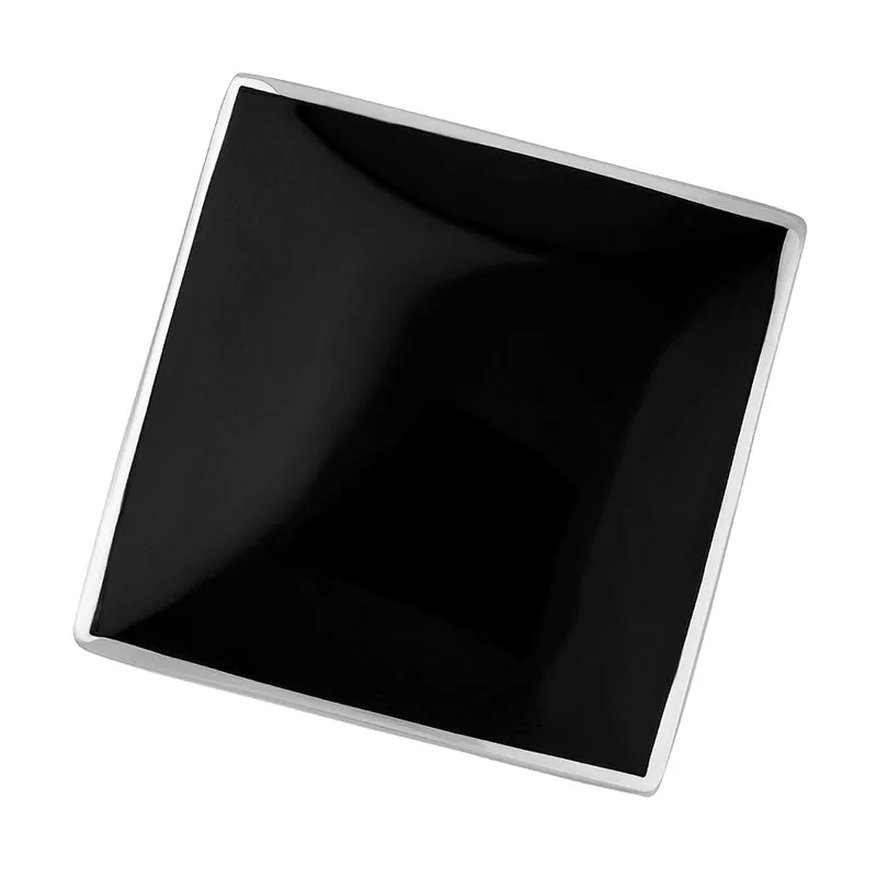 18ct White Gold Whitby Jet Hallmark Large Rhombus Ring