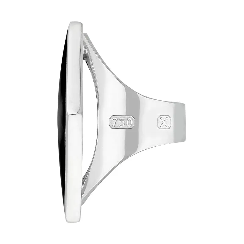 18ct White Gold Whitby Jet Hallmark Large Rhombus Ring