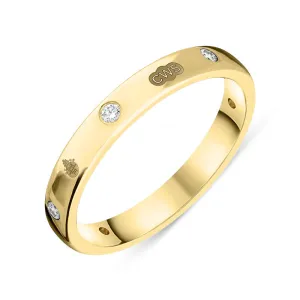 18ct Yellow Gold 0.18ctiamond Queen's Jubilee Hallmark 6mm Ring D