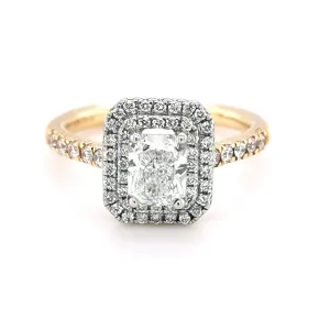 18ct Yellow Gold 1.12ct Radiant Double Halo Ring