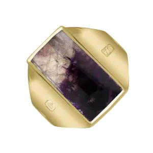 18ct Yellow Gold Blue John Hallmark Small Oblong Ring