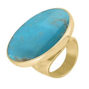 18ct Yellow Gold Turquoise Hallmark Large Round Ring
