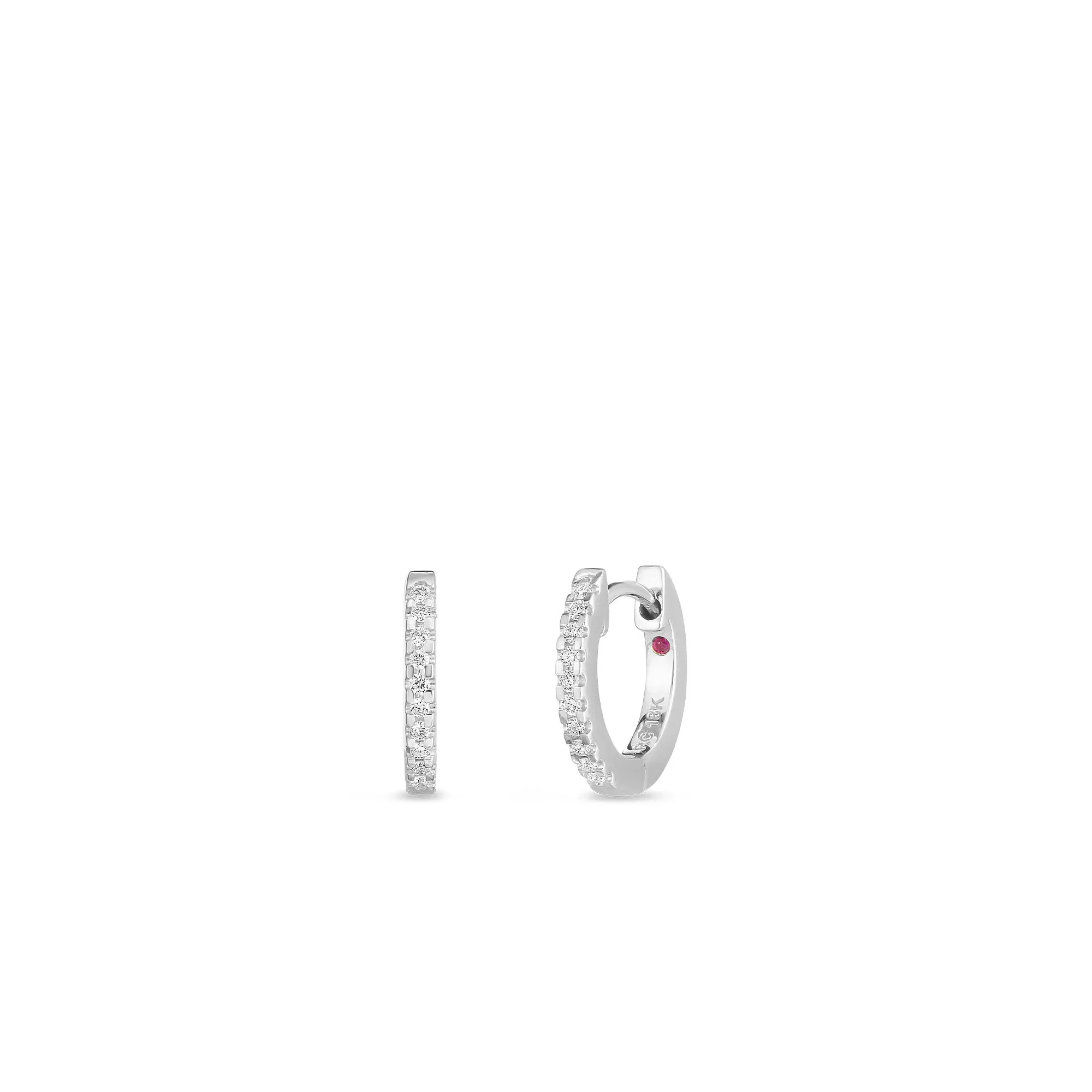18K WHITE GOLD DIAMOND EXTRA SMALL HOOP EARRINGS