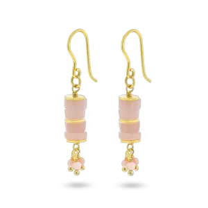 18k yellow gold earrings assembled with pink opal