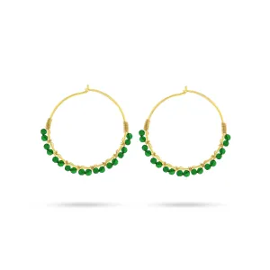 18k yellow gold earrings set with emeralds