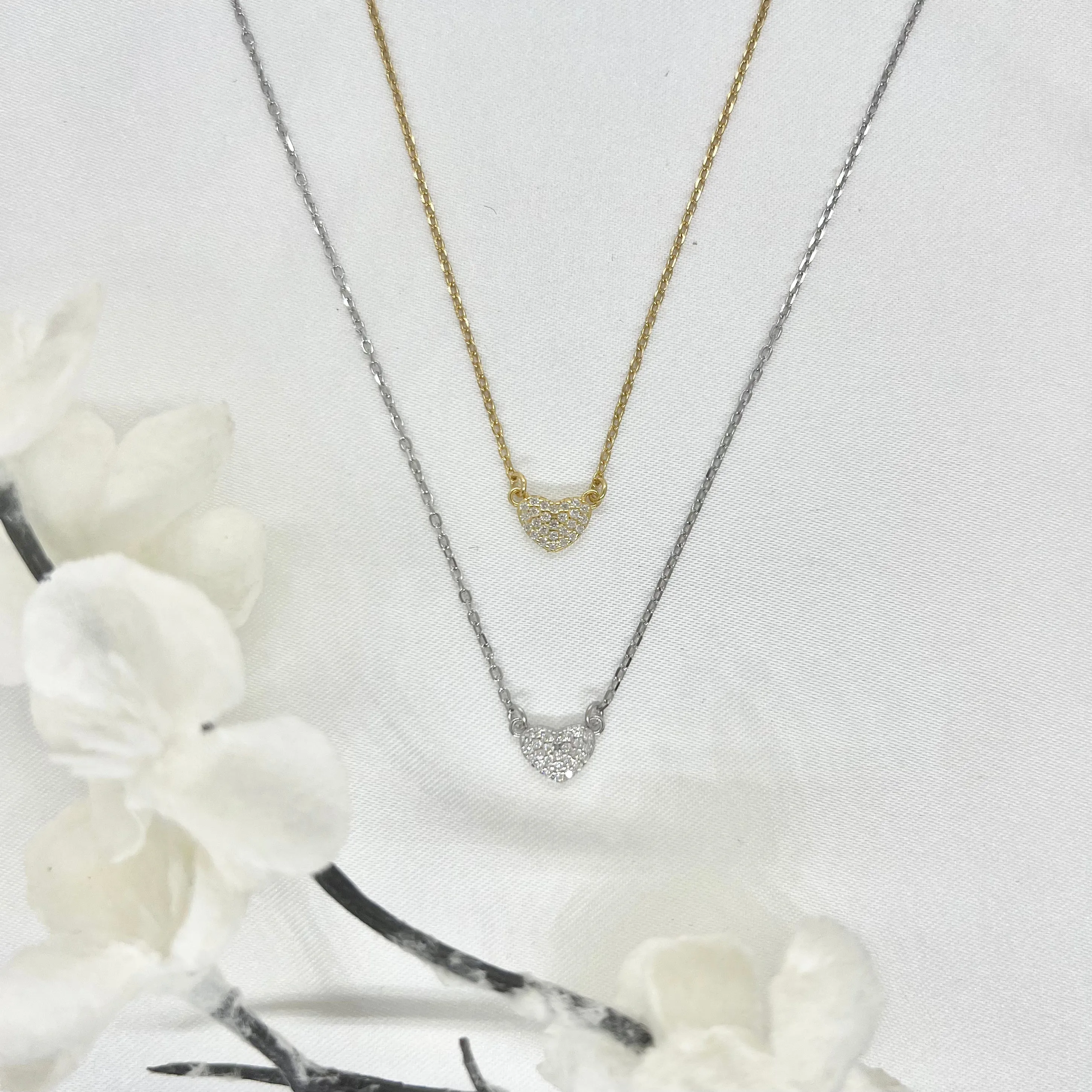 18k/925 Vermeil CZ Heart Necklace