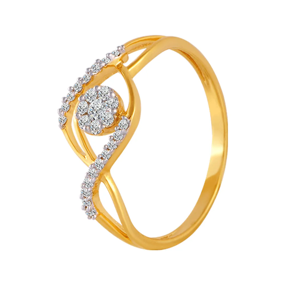 18KT (750) Yellow Gold And Diamond Ring For Women