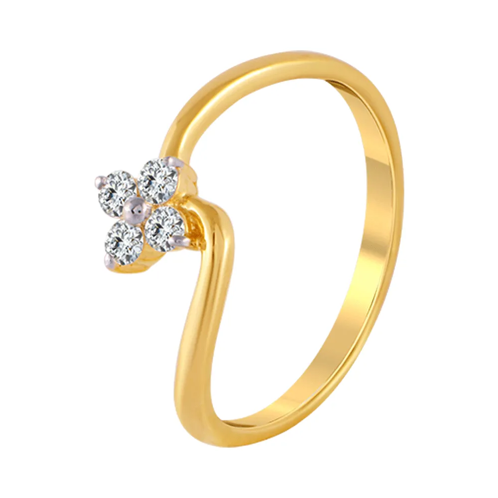18KT (750) Yellow Gold And Diamond Ring For Women