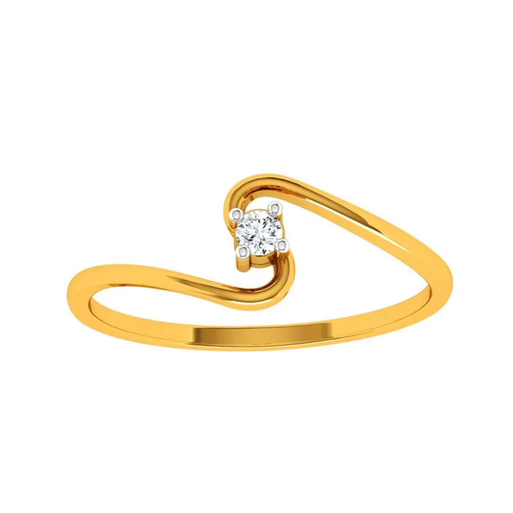 18KT (750) Yellow Gold Diamond Ring For Woman
